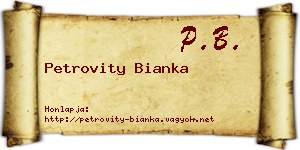Petrovity Bianka névjegykártya